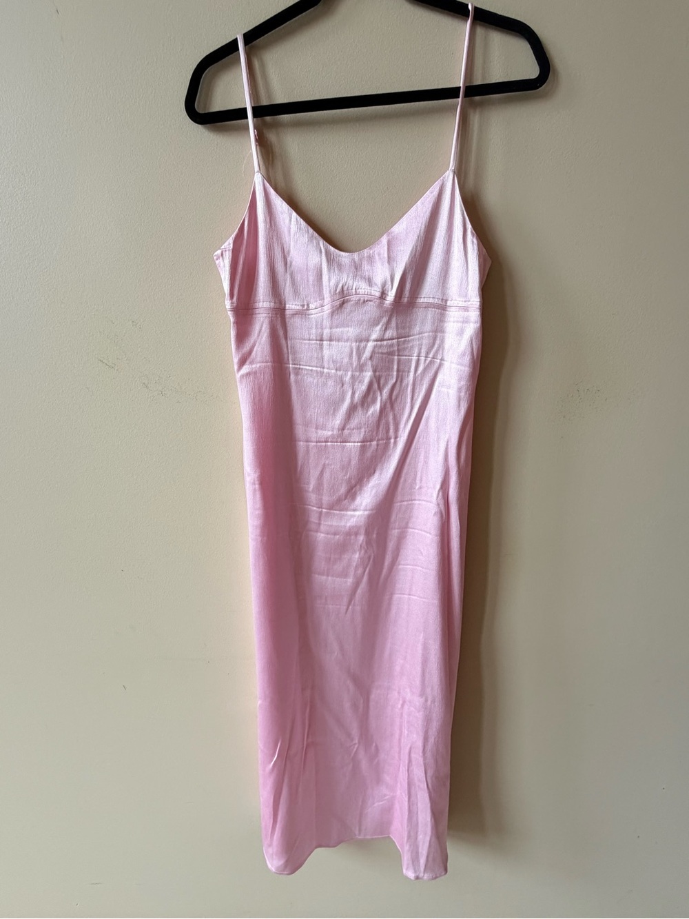 Midi Slip Dress in Light Pink with Spaghetti Straps